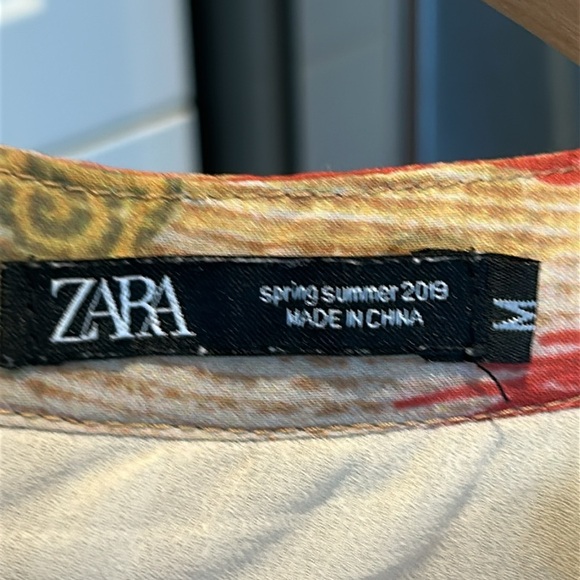 Zara Woman Bohemian Floral Mini Dress 3/4 Bell Sleeve Tunic Style Size M - Picture 8 of 14